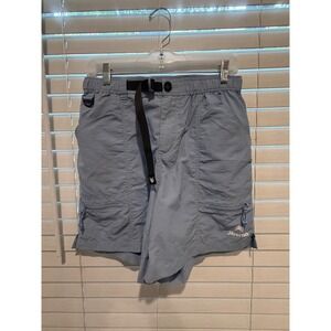 Jiberish Mens Light Blue Nylon Utility Shorts Integrated Belt Size Small